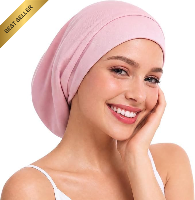 Mulberry Silk Bonnet for Sleeping with 100% Silk Lining Hair Wrap Pink
