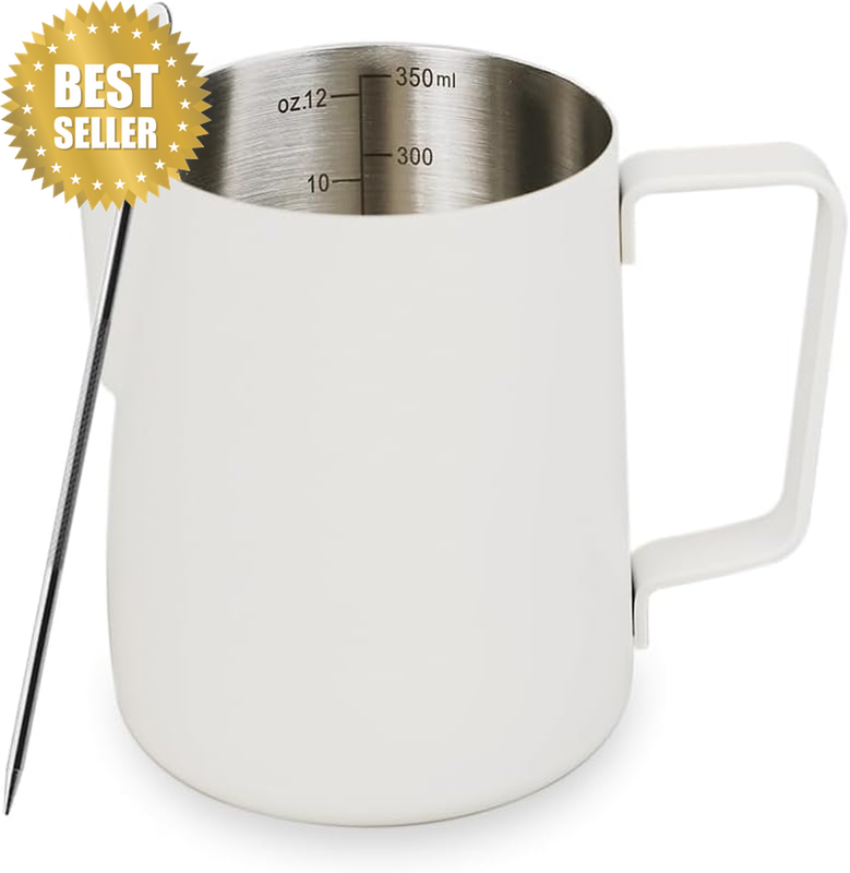 Milk Frothing Pitcher, 350Ml/12Oz Milk Frother Cup Stainless Steel Jug Steaming