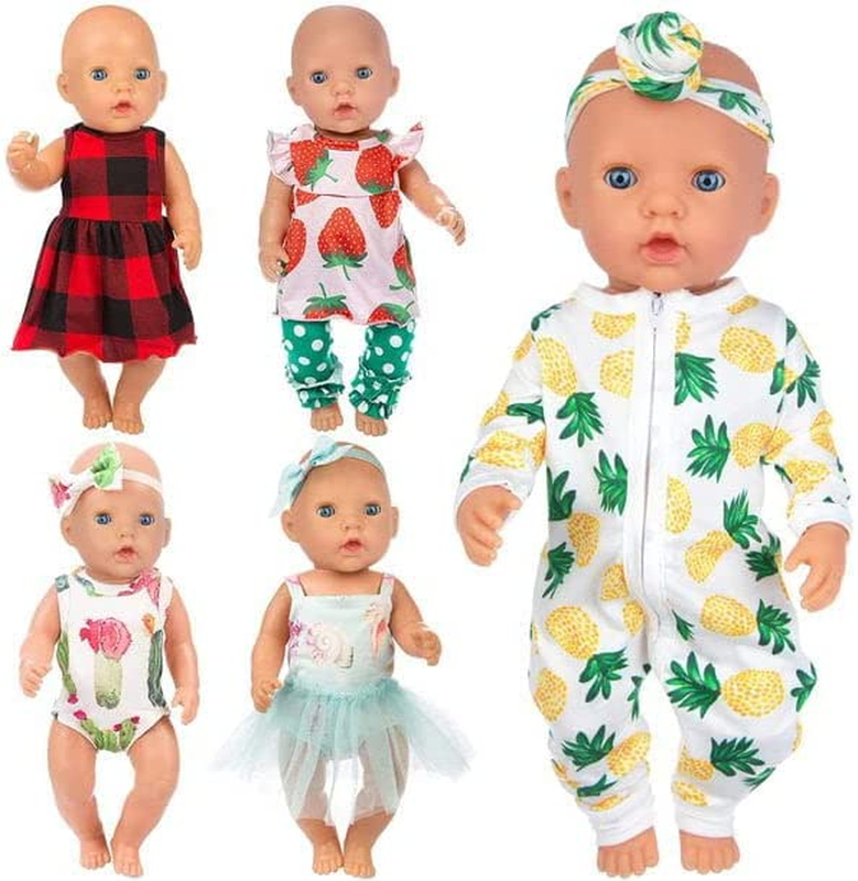Ecore Fun 5 Sets 14-16 Inch Baby Doll Clothes Dresses Outfits Pjs for 43Cm New B