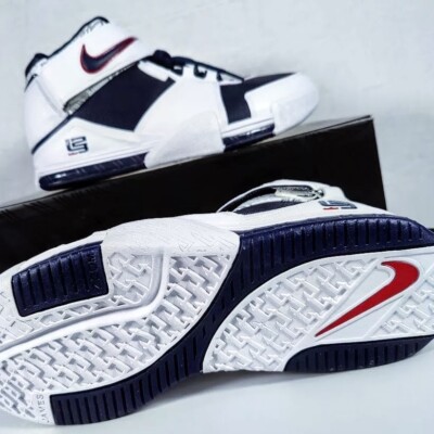 Lebron Zoom 2 USA Men's US 13 Navy Blue White Nike Air Retro Olympics Basketball