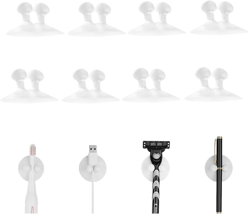 8 Pack Strong Suction Cup Toothbrush Holder,Wall Mount Storage with Multi-Functi