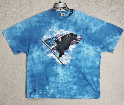 Liquid Blue Shirt Adult BIG 3XL Blue Patriotic Eagle Flag USA Short Sleeve Mens