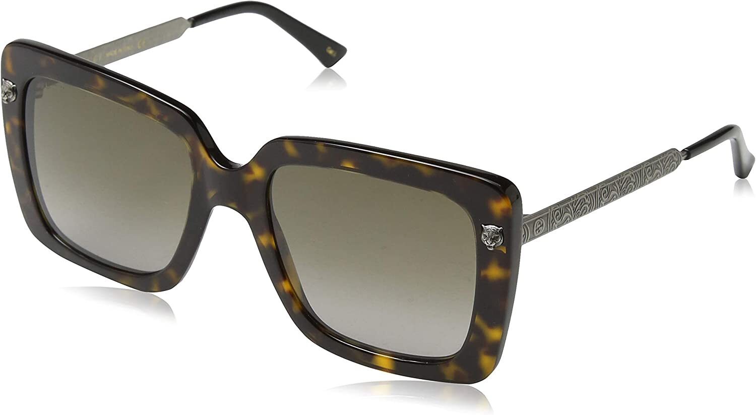 Pre-owned Gucci Sunglasses Gg0216s 002 53mm Dark Havana / Brown Lens