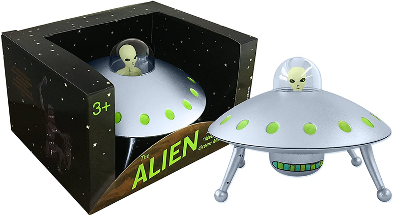 Alien Glow In The Dark UFO Space Ship and Bendable Action Figure Toy NEW ONLY US