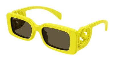 Pre-owned Gucci Gg1325s 007 Yellow Sunglasses In Brown