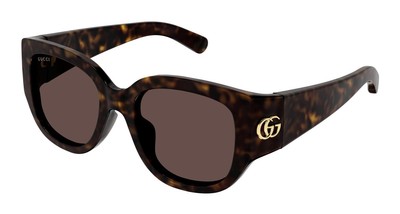 Pre-owned Gucci Gg1599sa-002 Havana Sunglasses In Brown