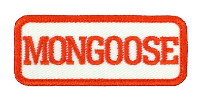 Mongoose Embroidered Patch - Ivory/Orange Iron-On Sew-On Backpack Jacket Bag Hat