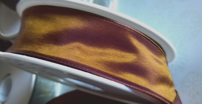 Vintage French Ribbon Acetate 7/8'' Shimmer Curry 1yd Made in France