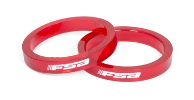 FSA Polycarbonate Headset Spacer (1.1/8, 5mm, Red, Ã 10)