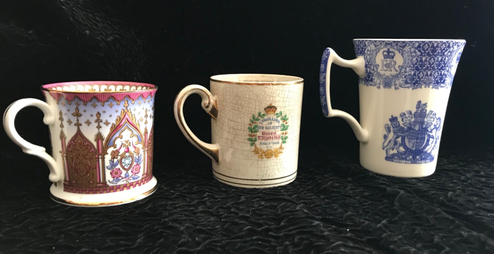 Trio of Queen Elizabeth ll mugs  Radford/Royal Collection/Spode