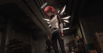 Anime girls homutan exusiai arknights redhead nimbus gun Playmat Game Mat Desk