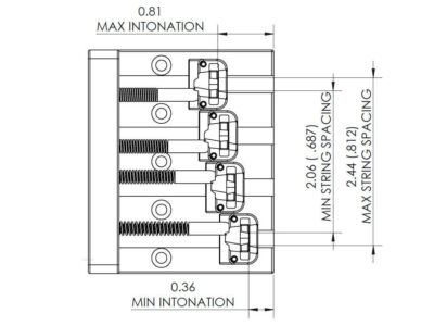 Hipshot 5K400C KickAss Bass Bridge 4-String 5-Hole Retrofits Badass Bass, CHROME