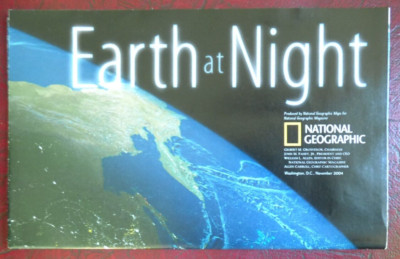 November  2004 National Geographic Magazine Earth at Night Map Only