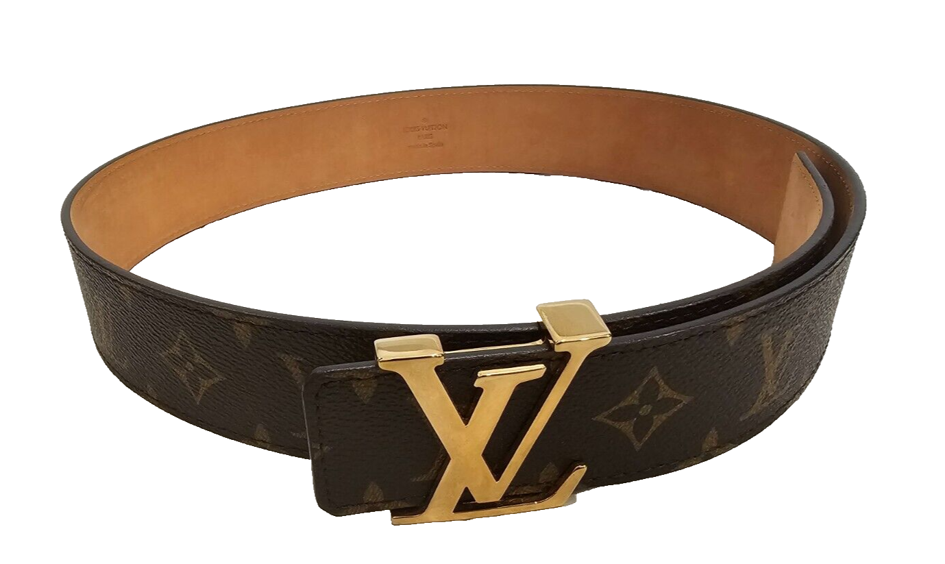 LOUIS VUITTON M9608 Monogram Brown Leather Belt w/Gold LOUIS VUITTON M9608 Monogram Brown Leather Belt w/Gold