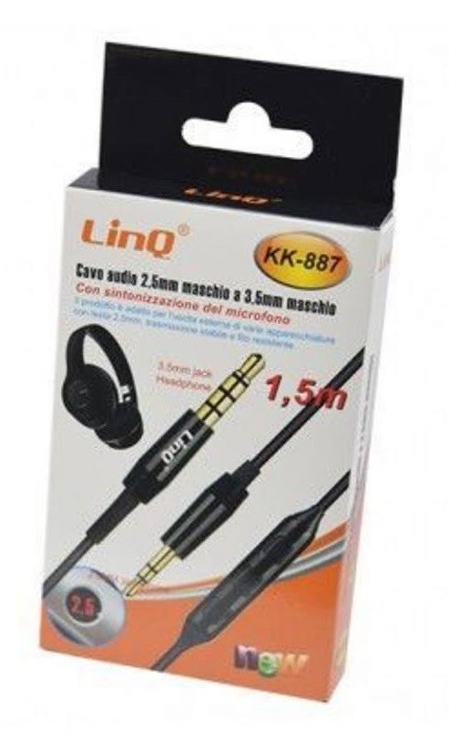 Cavo Audio Aux Spinotto Jack Da 3,5mm a Jack 2,5mm Sinto Microfono Linq Kk-887