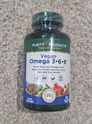 Purity Products Vegan Omega 3-6-9 5 in 1  Essential Fatty Acid - 60 Softgels
