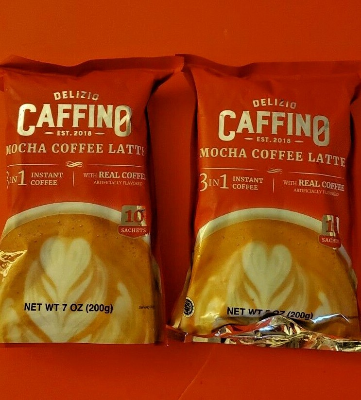 2 PACK DELIZIO CAFFINO MOCCA COFFEE LATTE 3 IN 1 INSTANT COFFEE