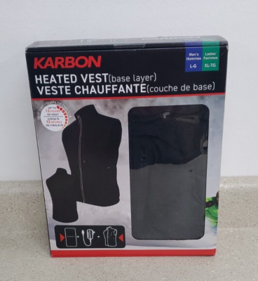 Karbon Heated Vest Black w/ Lithium Polymer Battery Men's L/Women's XL