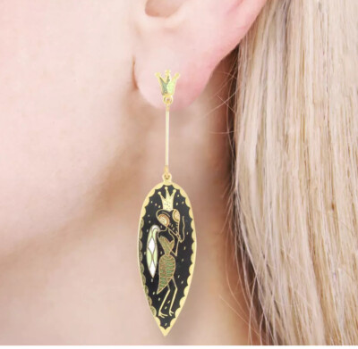 Vintage ACME Studio ''Ant Queen'' Enamel Earrings by Artist GEORGEANNE DEEN -  NEW