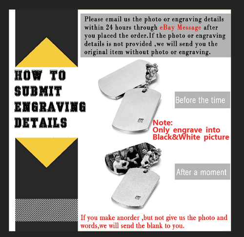 Personalized Photo Picture Custom Engraved Dog Tag Pendant Necklace Men Women