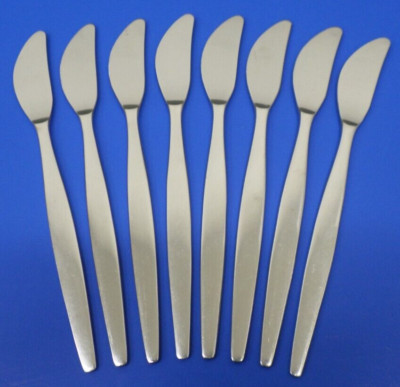 8 - Gense FOCUS Satin 18-8 Stainless Sweden Flatware Serrated Edge DINNER KNIVES