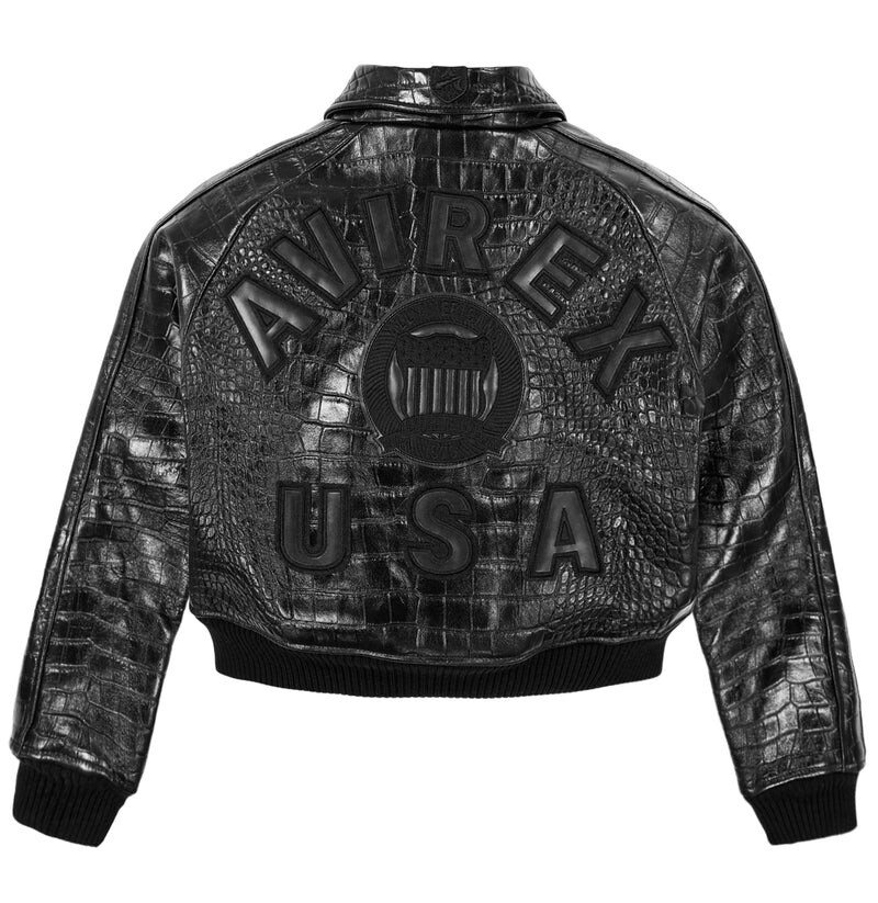 Pre-owned Avirex Women's  Black Icon Flying Bomber Jacket Sheepskin Genuine Leather Jacket
