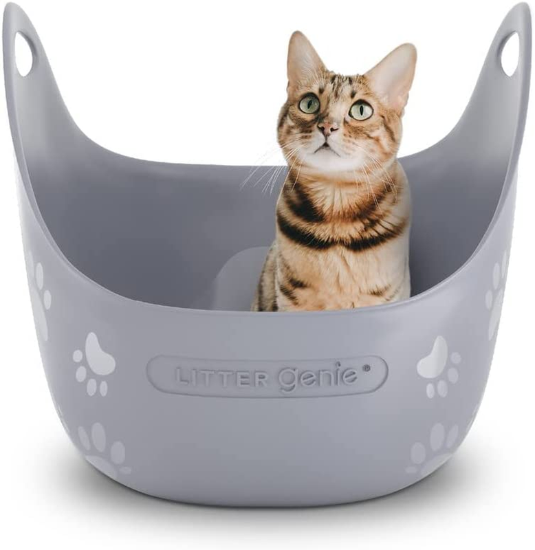 Litter Genie Cat Litter Box | Made with Flexible, Soft Plastic | Features High-W