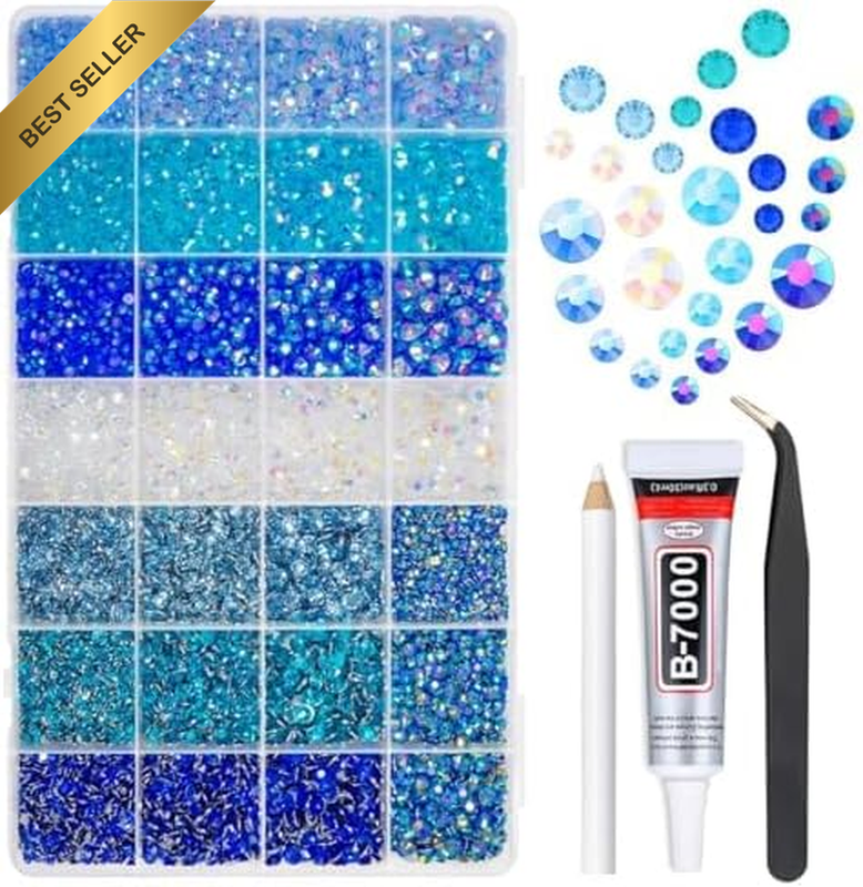28 Types Colorful Blue Jelly Resin Rhinestones 3-6Mm Flatback Stones Gems Diamon