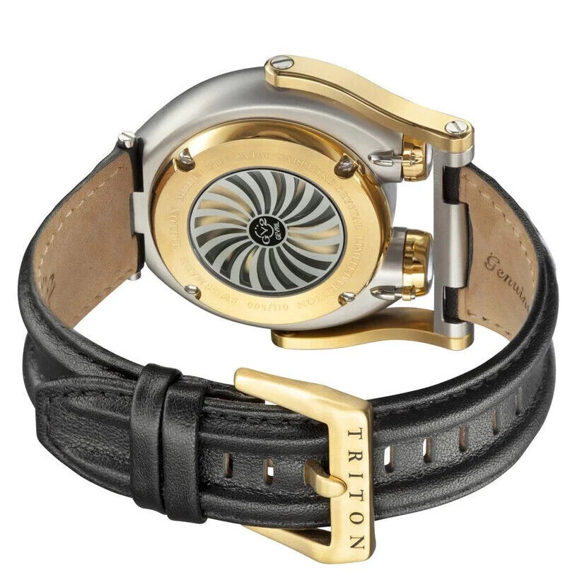 Pre-owned Gv2 By Gevril Men's 3403 Triton Automatic Limited Edition Black Leather Watch