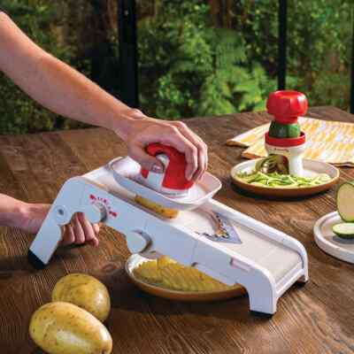 NEW TUPPERWARE Time savers Mandoline red chili white slicer chips FREE SHIP