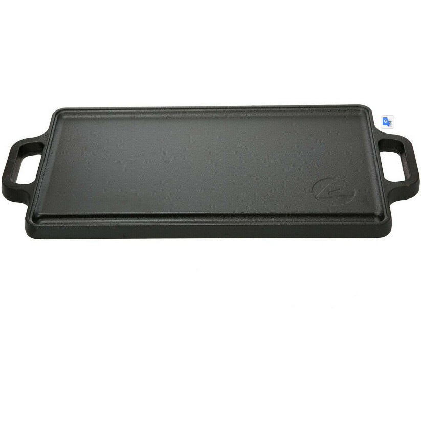 Heavy Duty Reversible Cast Iron Griddle Grill Pan Indoor/Outdoor, Camping 16"x9"