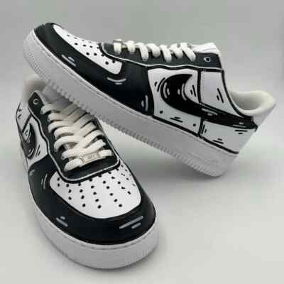 Air Force 1 Custom Shoes Antracite Black Cartoon Graffiti Retro Urban Street Art