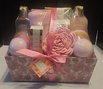 Spa Rose Gift Basket for Women Spa Luxetique Spa Bath Set 12pcs