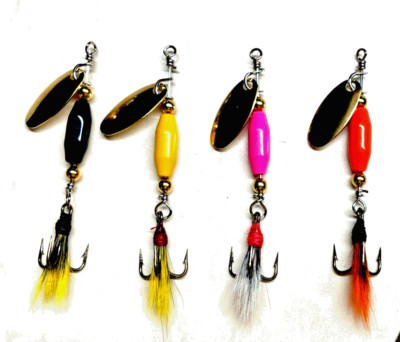 Lot Of 4 Inline Trout Crappie Fishing Spinners 1/8 OZ Spinner American Made 