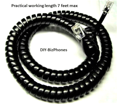 Lot of 5 Partner Phone Handset Cord 6D 18D Avaya Receiver Curly Black 12Ft