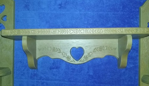 Vintage Burwood Candle Wall Sconces #2766 and Shelf w/ Heart Cut Outs