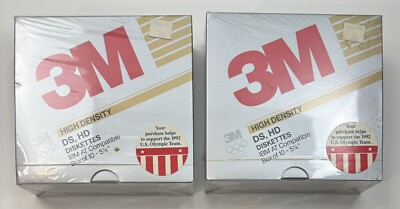 New 3M 5 1/4 Inch DS HD Double Sided High Density 20 Floppy Disks 2 Boxes Sealed