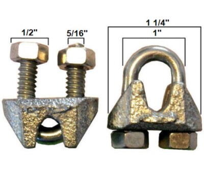 Cable Clamps 1/4''  U-Bolts Galvanized Clamps Steel Cable Wire Clips U Bolt Clamp