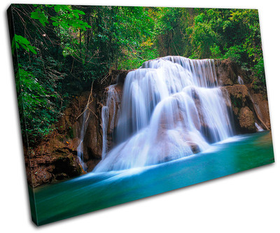 Waterfall River Landscapes SINGLE CANVAS WALL ART Picture Print VA