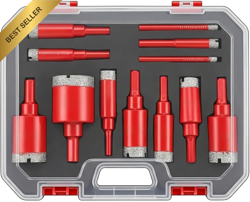 12 Piece Diamond Coated Hole Saw Set Ø6 to Ø35 Mm Drill Bit Kit for Ceramic Porc