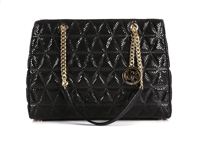 Michael Kors Susannah Quilted Embossed Leather Tote Designer Bag