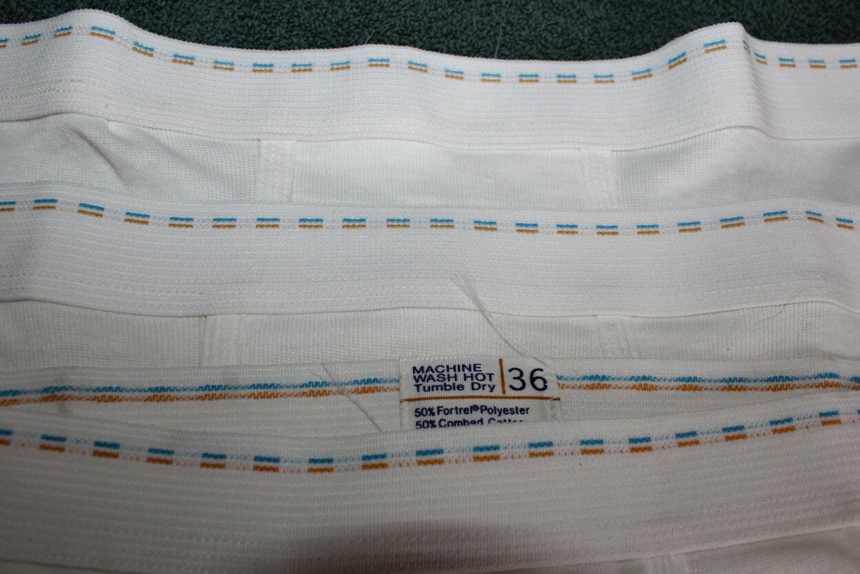 NWOT 3 Pr Vintage JCPenney White Briefs Blue Gold DASHES Combed Cotton Sz 36