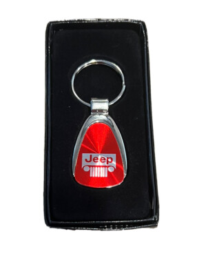 JEEP Logo Red Tear Drop Metal Key Chain