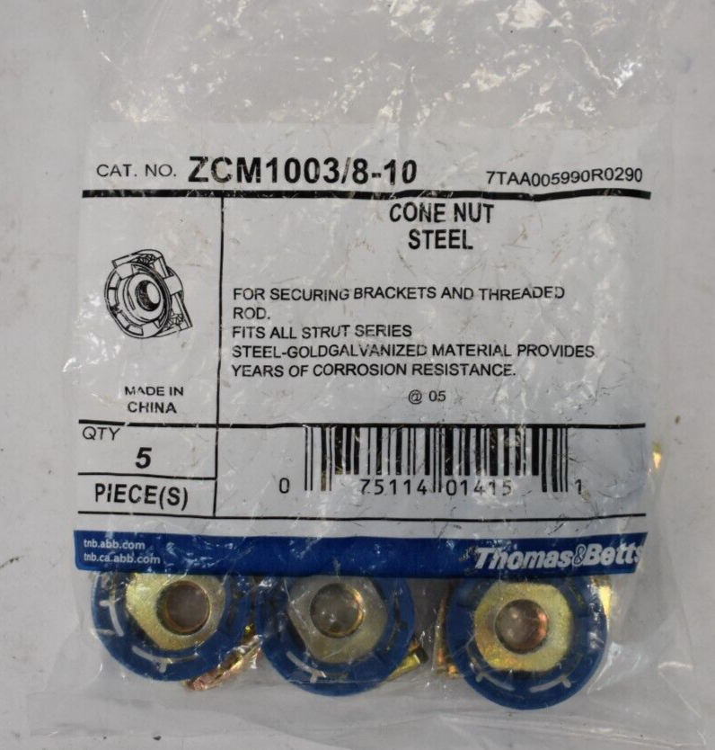 Thomas & Betts Cone Nut Steel Gold Galvanized ZCM1001/4-10