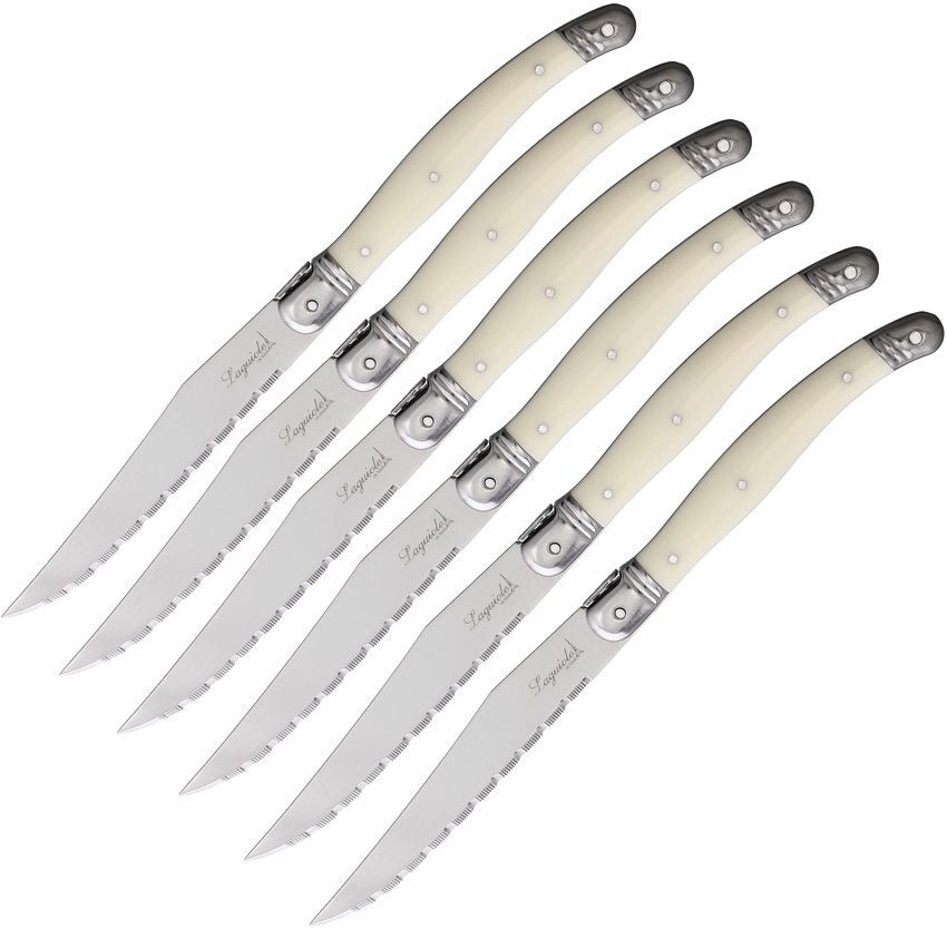 Kitchen 6 Pc Steak Knife 4.5 Stainless Blade White Synthetic