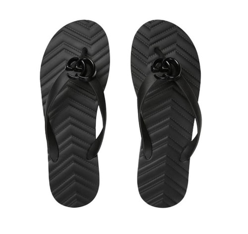 Pre-owned Gucci V Flip Flops Beach Outdoor Summer Black Women's Slippers