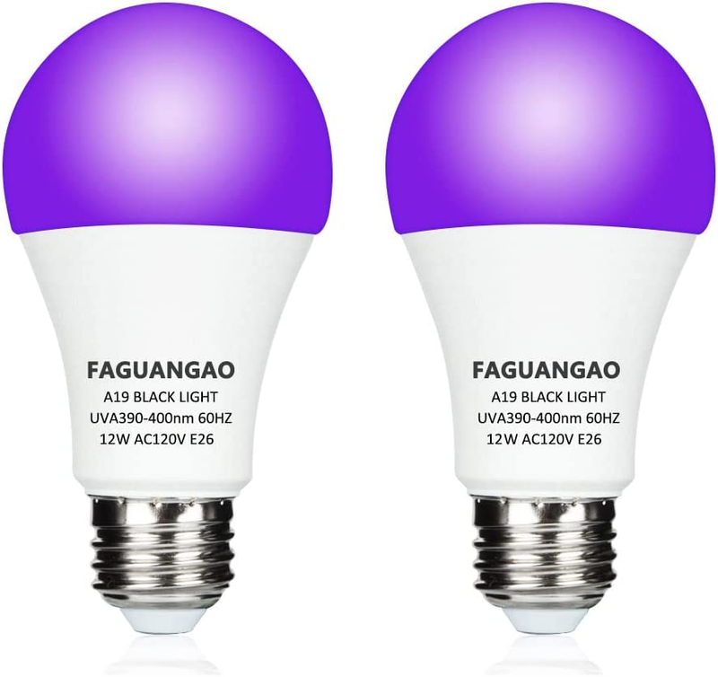 LED Black Light Bulb,12W(100Watt Equivalent) A19 UV Blacklight Bulb,120V,Uva Lev