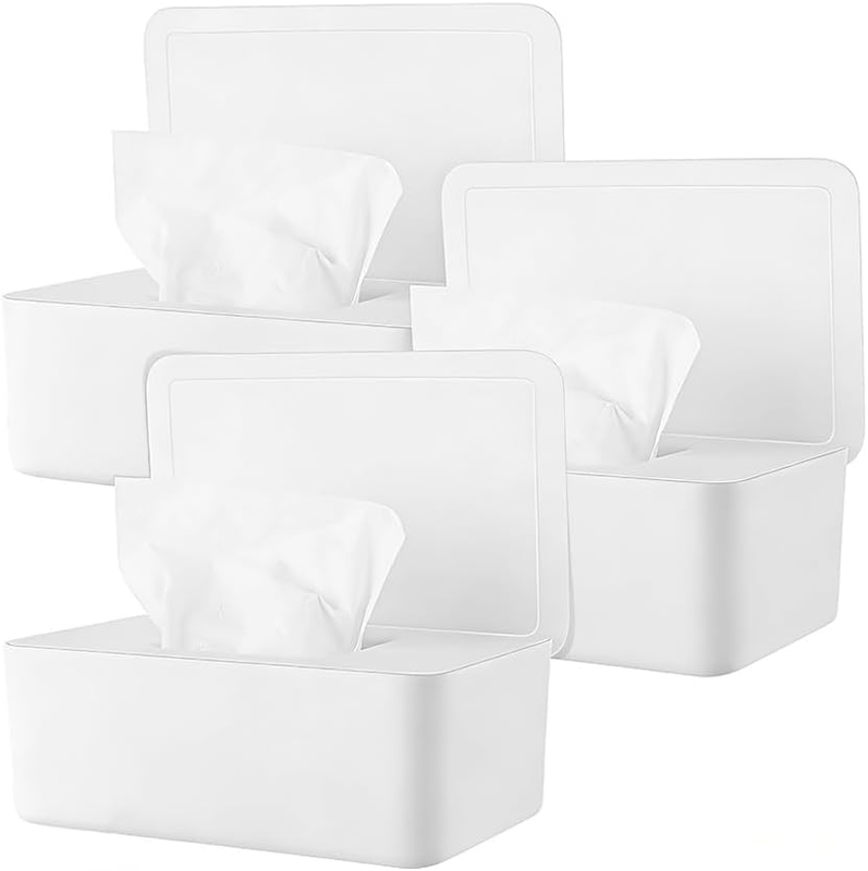 3 Pcs Wipe Holder with Lids, Refillable Wet Wipes Dispenser Holder, Bathroom Toi