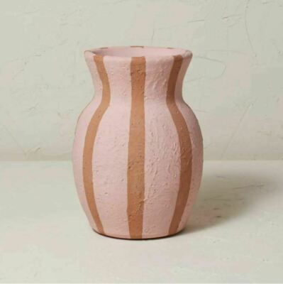 Opalhouse x Jungalow 9.25'' x 6.75'' Striped Terracotta Vase Pink - New