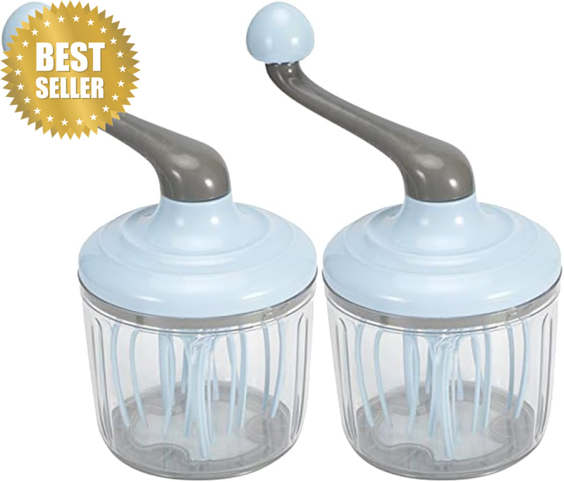 2PC Kitchen Mixer Handheld Attachments Set, Hand Push Rotary Whisk Blender, Vers